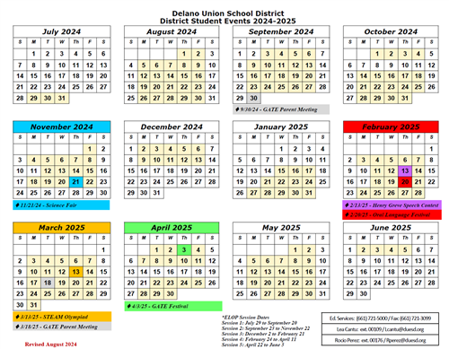 Student Events Calendar 2024-2025